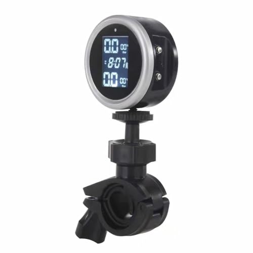 Reifendrucksensor, Solar Motorrad Wireless Reifendruckkontrollsystem LCD Display Wasserdicht mit 2 externen Sensoren Für Motorrad Roller Reifen，Sensore Auto-Alarmsystem von NMJHEVX