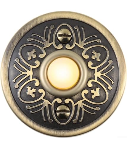 Türklingelknopf, LED-beleuchtete Taste, Türklingelschalter, Eisen, Geeignet für Türen oder Garagentoröffner, Bronze, 1 Stück von NMJHEVX