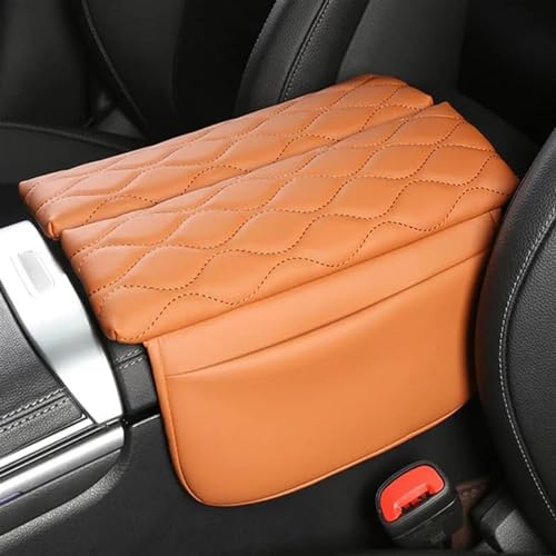 NMJLQW Armlehnenkastenabdeckung Auto Armlehne Box Abdeckung Leder wasserdichte Anti-Scratch Center Konsole Pad Für Benz C Klasse W205 W206 2015-2022(Cognac,2022) von NMJLQW