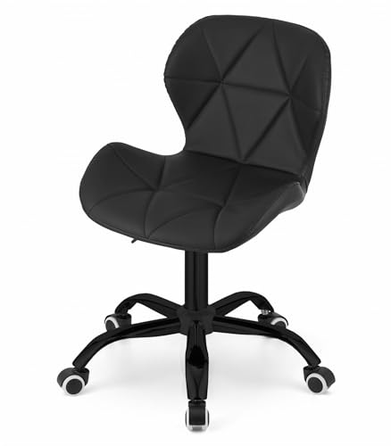 NMK HOME Bürostuhl ohne Armlehne - Schreibtischstuhl Ergonomisch - Drehstuhl mit Rollen mit Geometrischer Polsterung und Verchromtem Fuß von NMK HOME