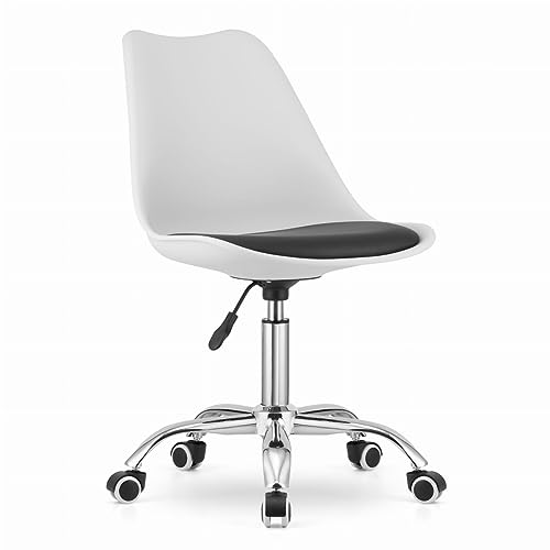 NMK HOME Drehstuhl mit Rollen 360 ° - Schreibtischstuhl Höhenverstellbar - Schreibtisch Stuhl für Arbeitszimmer - Homeoffice Bürosessel - Einfache Montage und Verchromter Sockel von NMK HOME