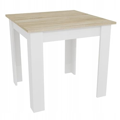 NMK HOME Esstisch Klein Modern 80 x 80 cm - Tisch Weiß mit Buchenholz Füße - Robust und Leicht zu Reinigen NMK HOME Esstisch Klein Modern 80 x 80 cm - Tisch Weiß mit Buchenholz Füße - Robust und Leicht zu Reinigen von NMK HOME