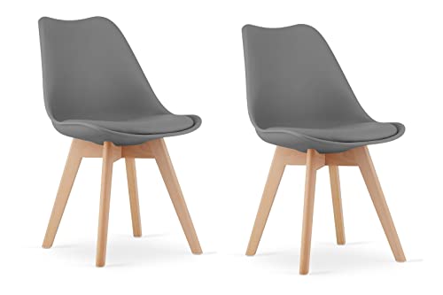 NMK HOME Esszimmerstühle 2er Set - Samt Stühle Esszimmer - Küchenstühle mit Sitzpolsterung und Natürlichen Holzbeinen - Graphit Kunststoff Stühle mit Holzgestell NMK HOME Esszimmerstühle 2er Set - Samt Stühle Esszimmer - Küchenstühle mit Sitzpolsterung und Natürlichen Holzbeinen - Graphit Kunststoff Stühle mit Holzgestell von NMK HOME