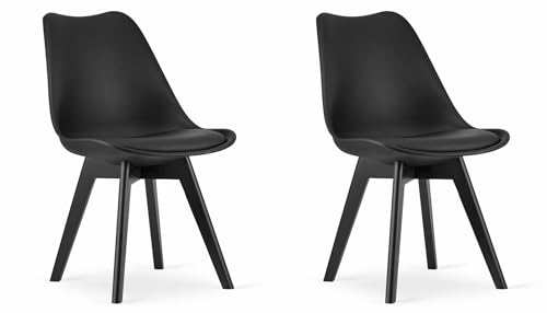 NMK HOME Esszimmerstühle 2er Set - Samt Stühle Esszimmer - Küchenstühle mit Sitzpolsterung und Natürlichen Holzbeinen - Schwarz Kunststoff Stühle mit Holzgestell NMK HOME Esszimmerstühle 2er Set - Samt Stühle Esszimmer - Küchenstühle mit Sitzpolsterung und Natürlichen Holzbeinen - Schwarz Kunststoff Stühle mit Holzgestell von NMK HOME
