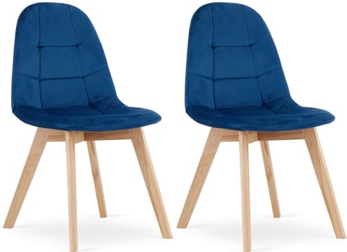 NMK HOME Esszimmerstühle 2er Set - Samt Stühle Esszimmer - Küchenstühle mit Sitzpolsterung und Natürlichen Holzbeinen NMK HOME Esszimmerstühle 2er Set - Samt Stühle Esszimmer - Küchenstühle mit Sitzpolsterung und Natürlichen Holzbeinen von NMK HOME