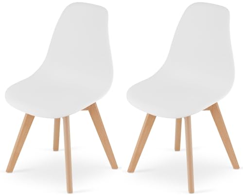 NMK HOME Esszimmerstühle 2er Set – Weiße Kunststoffstühle mit Holzbeinen, Skandinavischer Stil, Bequem und Robust, für Küche, Esszimmer, Büro – Einfache Selbstmontage NMK HOME Esszimmerstühle 2er Set – Weiße Kunststoffstühle mit Holzbeinen, Skandinavischer Stil, Bequem und Robust, für Küche, Esszimmer, Büro – Einfache Selbstmontage von NMK HOME