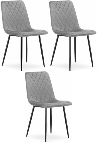 NMK HOME Esszimmerstühle 3er Set - Samt Stühle Esszimmer - Küchenstühle mit Gepolsterter Sitzfläche und Rückenlehne von NMK HOME
