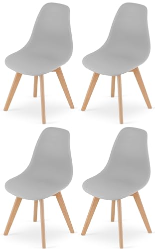 NMK HOME Esszimmerstühle 4er Set – Graue Kunststoffstühle mit Holzbeinen, Ergonomisch und Langlebig, Skandinavisches Design, für Esszimmer, Küche, Büro – Einfache Selbstmontage NMK HOME Esszimmerstühle 4er Set – Graue Kunststoffstühle mit Holzbeinen, Ergonomisch und Langlebig, Skandinavisches Design, für Esszimmer, Küche, Büro – Einfache Selbstmontage von NMK HOME