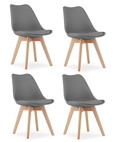 NMK HOME Esszimmerstühle 4er Set - Samt Stühle Esszimmer - Küchenstühle mit Sitzpolsterung und Natürlichen Holzbeinen - Graphit Kunststoff Stühle mit Holzgestell NMK HOME Esszimmerstühle 4er Set - Samt Stühle Esszimmer - Küchenstühle mit Sitzpolsterung und Natürlichen Holzbeinen - Graphit Kunststoff Stühle mit Holzgestell von NMK HOME