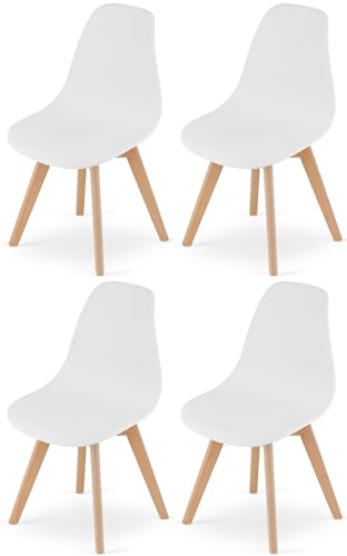 NMK HOME Esszimmerstühle 4er Set – Weiße Kunststoffstühle mit Holzbeinen, Ergonomisch und Langlebig, Skandinavisches Design, für Esszimmer, Küche, Büro – Einfache Selbstmontage NMK HOME Esszimmerstühle 4er Set – Weiße Kunststoffstühle mit Holzbeinen, Ergonomisch und Langlebig, Skandinavisches Design, für Esszimmer, Küche, Büro – Einfache Selbstmontage von NMK HOME