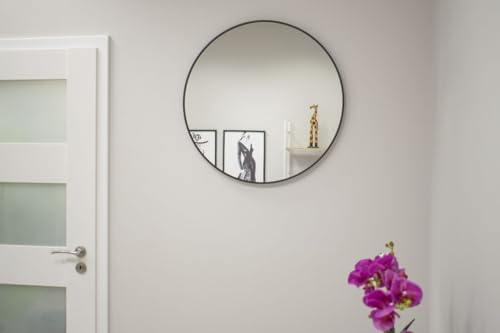NMK HOME Runder Spiegel 70 cm - Dekorative Wandspiegel mit Schwarz Rahmen für Badezimmer, Waschtisch, Wohnzimmer und Schlafzimmer von NMK HOME