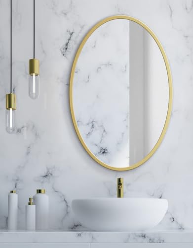 NMK HOME Runder Spiegel 60 cm - Dekorative Wandspiegel mit Goldener Rahmen für Badezimmer, Waschtisch, Wohnzimmer und Schlafzimmer von NMK HOME