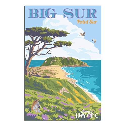 Big Sur Point Sur California Vintage Reiseposter Leinwandkunst Wand-Dekor Poster Bild Druck Gemälde Poster Geschenk 40 x 60 cm von NMNM