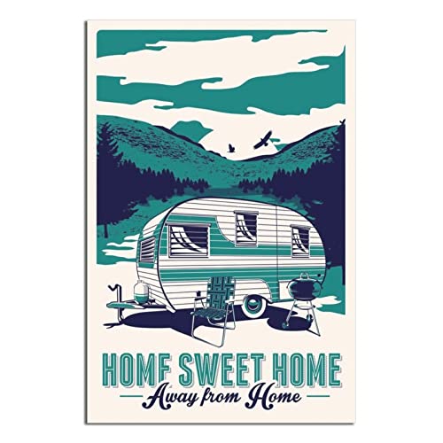 Camping-Poster Skyline Vintage Reiseposter Leinwandkunst Wand-Dekor Poster Bild Druck Gemälde Poster Geschenk 30 x 45 cm von NMNM