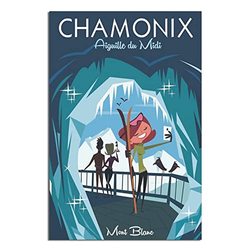Chamonix Aiguille Du Midi Vintage Reiseposter Leinwandkunst Wand-Dekor Poster Bild Druck Gemälde Poster Geschenk 30 x 45 cm von NMNM