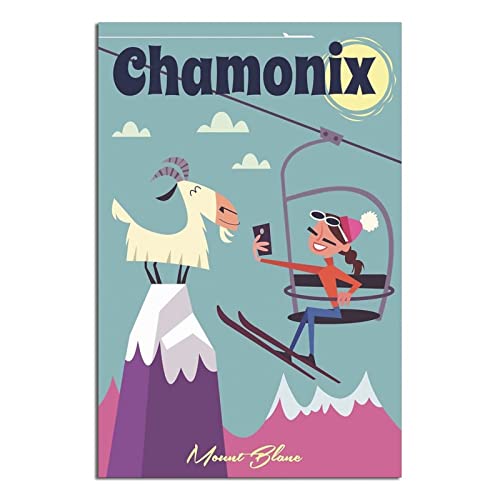 Chamonix Frankreich Sessellift Ski Vintage Reiseposter Leinwand Kunst Wand-Dekor Poster Bild Druck Gemälde Poster Geschenk 40 x 60 cm von NMNM