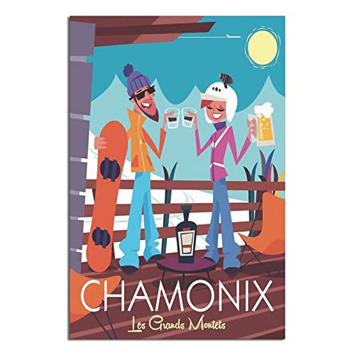 Chamonix Les Grands Montets Vintage-Reiseposter, Leinwandkunst, Wanddekoration, Poster, Bild, Poster, Geschenk, 40 x 60 cm von NMNM