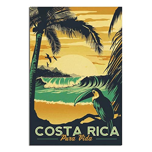 Costa Rica Wandposter mit Sonnenuntergang, Vintage, Reiseposter, Leinwandkunst, Wanddekoration, Poster, Bild, Druck, Malposter, Geschenk, 30 x 45 cm von NMNM