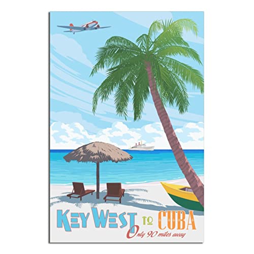 Key West Beach Liner Vintage Reise-Poster Leinwand Kunst Wand-Dekor Poster Bild Druck Gemälde Poster Geschenk 40 x 60 cm von NMNM