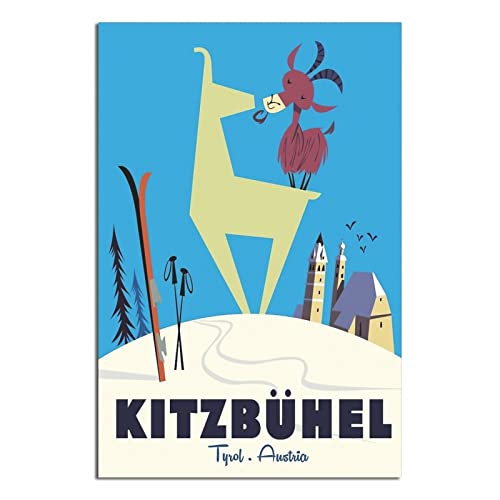 Kitzbuhel Tirol Österreich, Vintage-Reise-Poster, Leinwand-Kunst, Wanddekoration, Poster, Bild, Druck, Malposter, Geschenk, 30 x 45 cm von NMNM