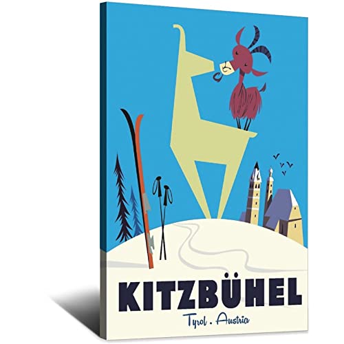 Kitzbuhel Tirol Österreich, Vintage-Reise-Poster, Leinwand-Kunst, Wanddekoration, Poster, Bild, Druck, Malposter, Geschenk, 30 x 45 cm von NMNM