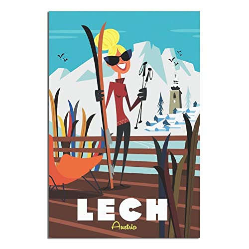 Lech Austria Ski-Poster auf Leinwand, Kunst, Wanddekoration, Poster, Poster, Geschenk, 30 x 45 cm von NMNM