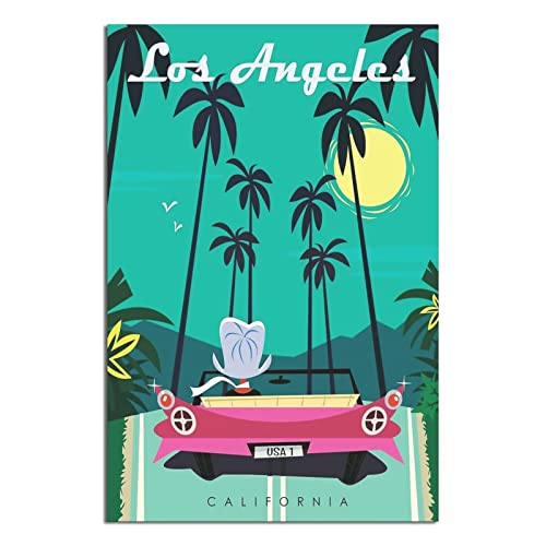 Los Angeles California Vintage Reise-Poster, Leinwand-Kunst, Wanddekoration, Poster, Bild, Poster, Geschenk, 30 x 45 cm von NMNM