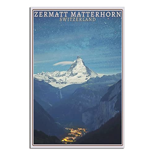 Matterhorn Zermatt Schweiz Vintage Reise-Poster Leinwandkunst Wand-Dekor Poster Bild Druck Gemälde Poster Geschenk 30 x 45 cm von NMNM