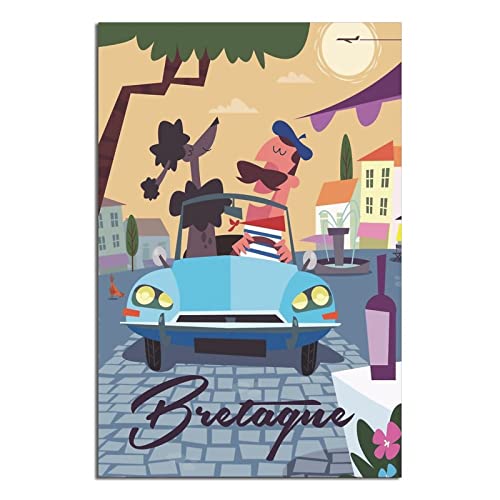 NMNM Bretagne Frankreich Straße Vintage Reise Poster Leinwand Kunst Wanddekoration Poster Bild Druck Gemälde Poster Geschenk 60 x 90 cm von NMNM