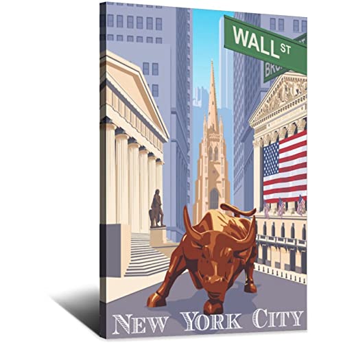 NMNM New York City Wall Street Vintage Reise Poster Leinwand Kunst Wanddekoration Poster Bild Druck Gemälde Poster Geschenk 30 x 45 cm von NMNM