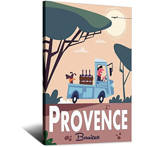 NMNM Provence Bonnieux Frankreich Vintage Reiseposter Leinwand Kunst Wanddekoration Poster Bild Gemälde Poster Geschenk 30 x 45 cm von NMNM