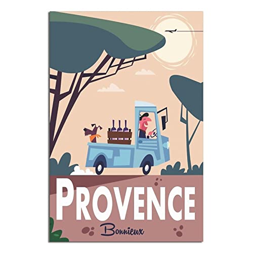 NMNM Provence Bonnieux Frankreich Vintage Reiseposter Leinwand Kunst Wanddekoration Poster Bild Gemälde Poster Geschenk 50 x 75 cm von NMNM