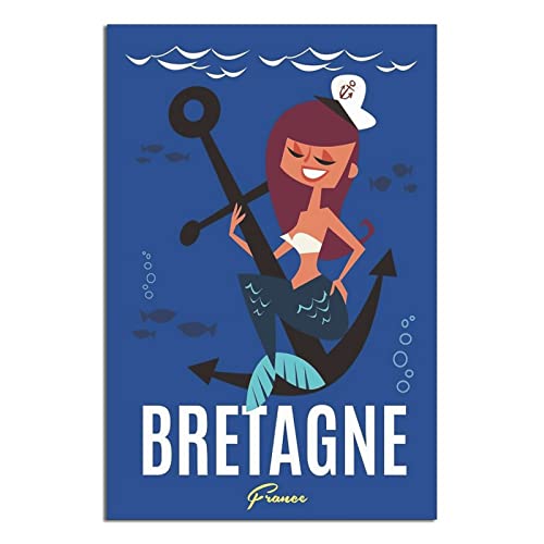 Poster, Motiv: Bretagne Frankreich, Meeresboden, Vintage, Reise-Poster, Wanddekoration, Poster, Bild, Poster, Geschenk, 60 x 90 cm von NMNM