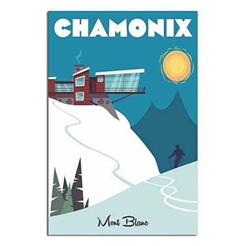 Poster, Motiv: Frankreich Chamonix Ski, Vintage, Reise-Poster, Leinwand-Kunst, Wanddekoration, Poster, Bild, Poster, Geschenk, 30 x 45 cm von NMNM