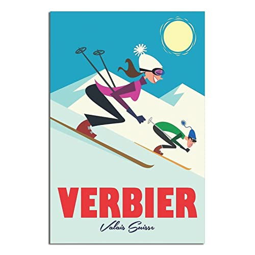 Poster, Motiv: Verbier Schweiz Valais, Ski, Vintage, Reise-Poster, Leinwand-Kunst, Wanddekoration, Poster, Bilddruck, Malposter, Geschenk, 20 x 30 cm Poster, Motiv: Verbier Schweiz Valais, Ski, Vintage, Reise-Poster, Leinwand-Kunst, Wanddekoration, Poster, Bilddruck, Malposter, Geschenk, 20 x 30 cm von NMNM