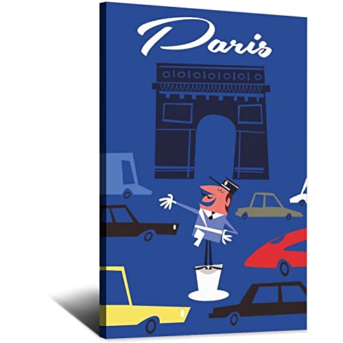 Poster / Kunstdruck auf Leinwand, Motiv: Paris Frankreich, Triumphbogen, Vintage-Stil, 20 x 30 cm von NMNM