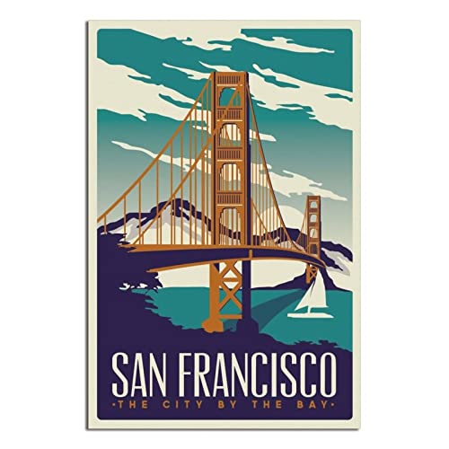 Poster mit Golden Gate Bridge, San Francisco, Vintage, Reise-Poster, Kunst, Wanddekoration, Poster, Bild, Poster, Geschenk, 40 x 60 cm von NMNM