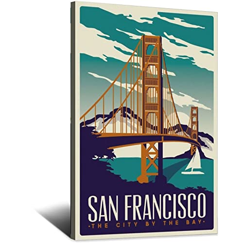 Poster mit Golden Gate Bridge, San Francisco, Vintage, Reiseposter, Kunst, Wanddekoration, Poster, Bild, Poster, Geschenk, 30 x 45 cm von NMNM