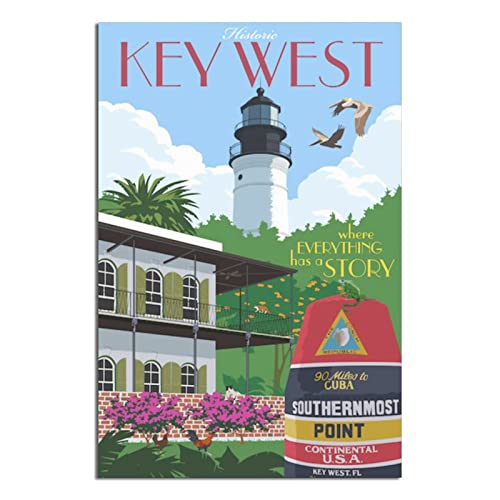 Poster mit Motiv "Key West Florida", Vintage-Design, Reise-Poster, Wand-Dekoration, Poster, Bilddruck, Malposter, Geschenk, 40 x 60 cm von NMNM