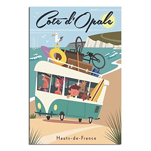 Poster mit Opalküste, Frankreich-Bus, Vintage, Reise-Poster, Wanddekoration, Poster, Bild, Poster, Geschenk, 30 x 45 cm von NMNM