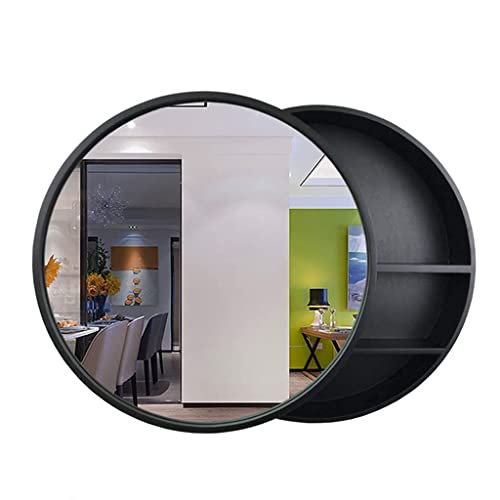 Medizinschränke Rund Badezimmer Spiegelschrank Schrank Spiegelschrank Garderobe Spiegelschrank im Badezimmer Schlafzimmer Badezimmerspiegel Hängende Schiebetür (schwarz 50cm) von NMNMNM