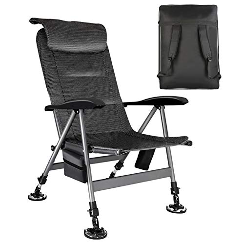 NMNMNM Angelstuhl, grau, faltbar, mit Rucksack und Becherhalter, Campingstuhl für Erwachsene, sehr robust, für Strand, Rucksackreisen und Reisen, Belastung 200 kg von NMNMNM