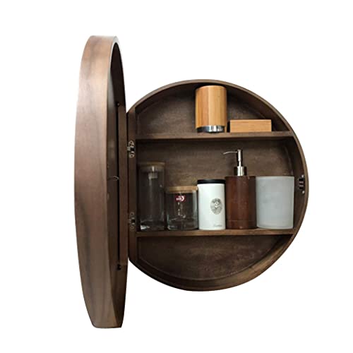 NMNMNM Runder Schrank mit Spiegel, für Badezimmer, platzsparend, zur Aufbewahrung von Medikamenten für die Küche, Mehrzweck-Aufbewahrung mit Tür und Regal mit einem Spiegel, (B 60 x 13 x 60 cm) von NMNMNM