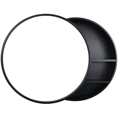 Rund Badezimmerspiegelschrank Medizinschrank Badschrank Badschrank Badschrank Wandmontage über Toilette Raumspar Holzstufe 3, schwarz_? 60cm von NMNMNM