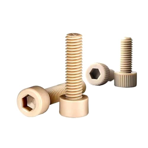 1/2/4 Stück M2 M2.5 M3 M4 M5 M6 M8 M10 PEEK Hochfeste, temperaturbeständige Sechskant-Innensechskantschraube mit glattem Kopf(6mm,1pc M10) von NMQUETYAN