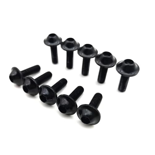 10/100 Stück M6 x 20 mm, Schwarz, Rot, Blau, Gold, eloxiertes Aluminium, Verkleidungsschrauben, Motorradschrauben(Black) von NMQUETYAN