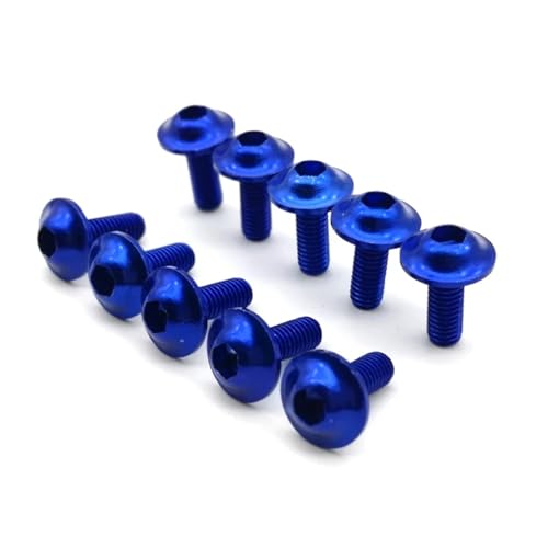 10/100 Stück M6 x 20 mm, Schwarz, Rot, Blau, Gold, eloxiertes Aluminium, Verkleidungsschrauben, Motorradschrauben(Gold 100 pcs) von NMQUETYAN