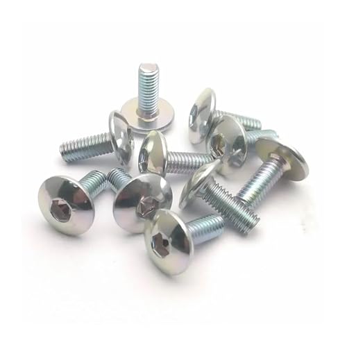10–20 Stück große flache runde Kopf Innensechskantschraube Bolzen M6 6 mm M6 x 16 Dunkelsilber for Motorrad Roller Moped Kunststoffabdeckung(20pcs-Military Green) von NMQUETYAN