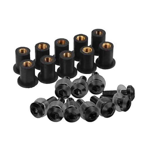 10 STÜCKE Verkleidung Windschutz Schraubenbolzen Kit Windschutzscheibenbefestigungsmutter bolzen for 250 300 650 H2R 250R ZX6R ER6N ZX14R(Black) von NMQUETYAN