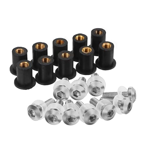 10 STÜCKE Verkleidung Windschutz Schraubenbolzen Kit Windschutzscheibenbefestigungsmutter bolzen for 250 300 650 H2R 250R ZX6R ER6N ZX14R(Silver) von NMQUETYAN
